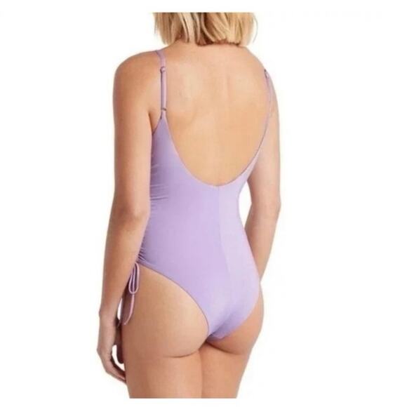 Bond-eye New Wave Tied Together One Piece Size XS Lavender Cut Out Swimsuit - Picture 14 of 14